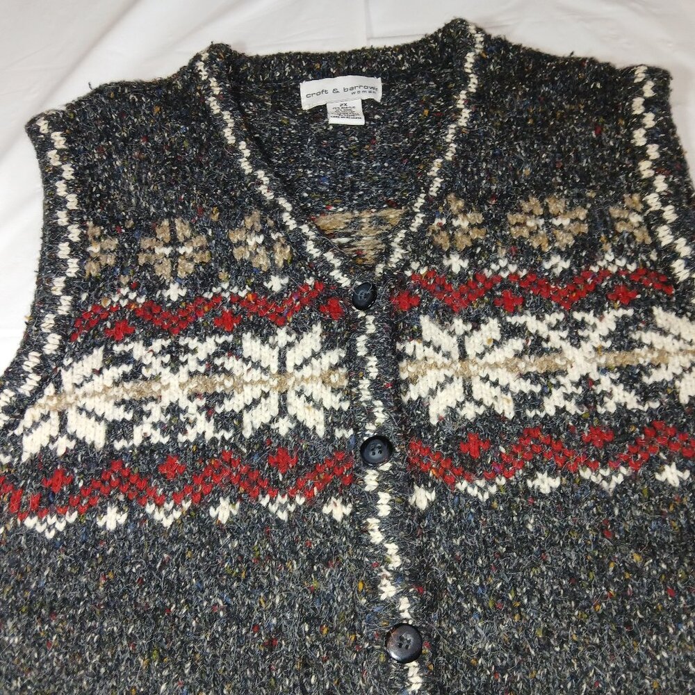 Croft & Barrow Vest Womens 2X Gray Knit Snowflake Vest
